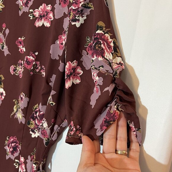 ASTR the label Anthropologie Floral Short Sleeve Faux Wrap Mini Dress Medium - Picture 8 of 13